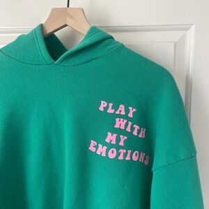 Edikted Green Hoodie Play With My Emotions Womens M Medium